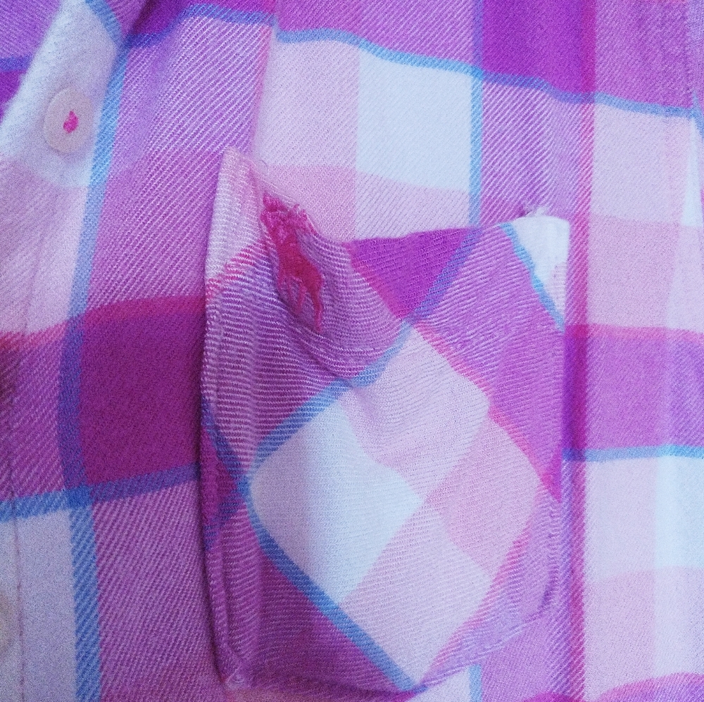 Size 15/16 Girls' Abercrombie Kids Pink Soft Flannel Plaid Button-Up Shi… - Picture 7 of 9